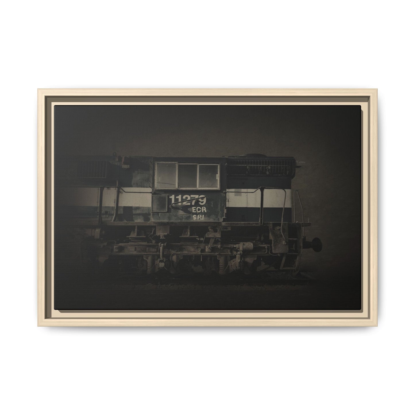 Vintage Diesel Locomotive Engine Matte Canvas Framed