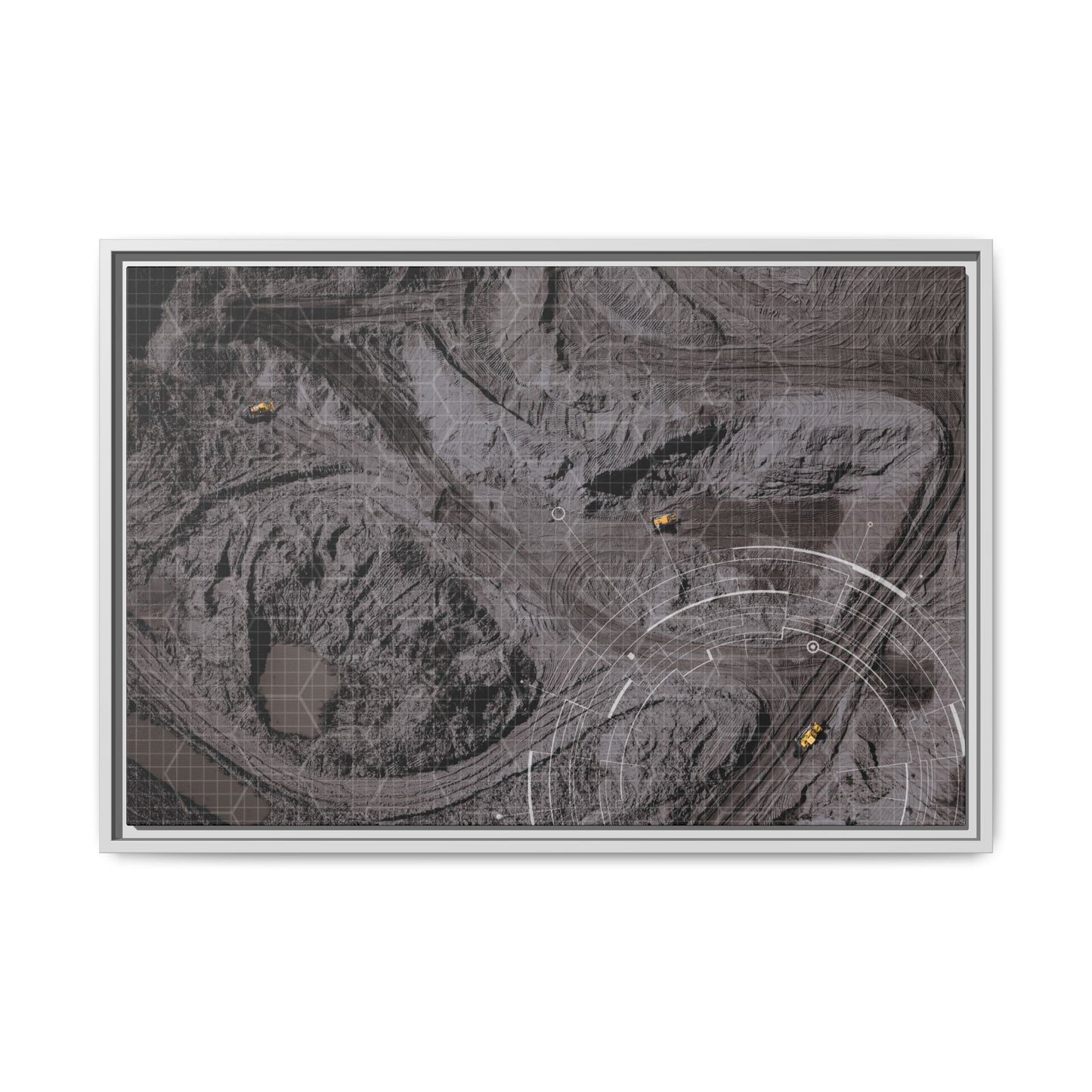 Drone Mining Construction Site - Photo Art Framed on Stretched Canvas