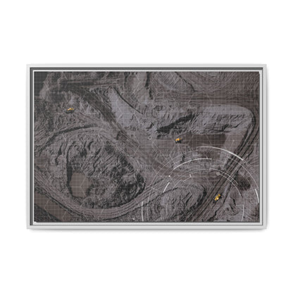 Drone Mining Construction Site - Photo Art Framed on Stretched Canvas