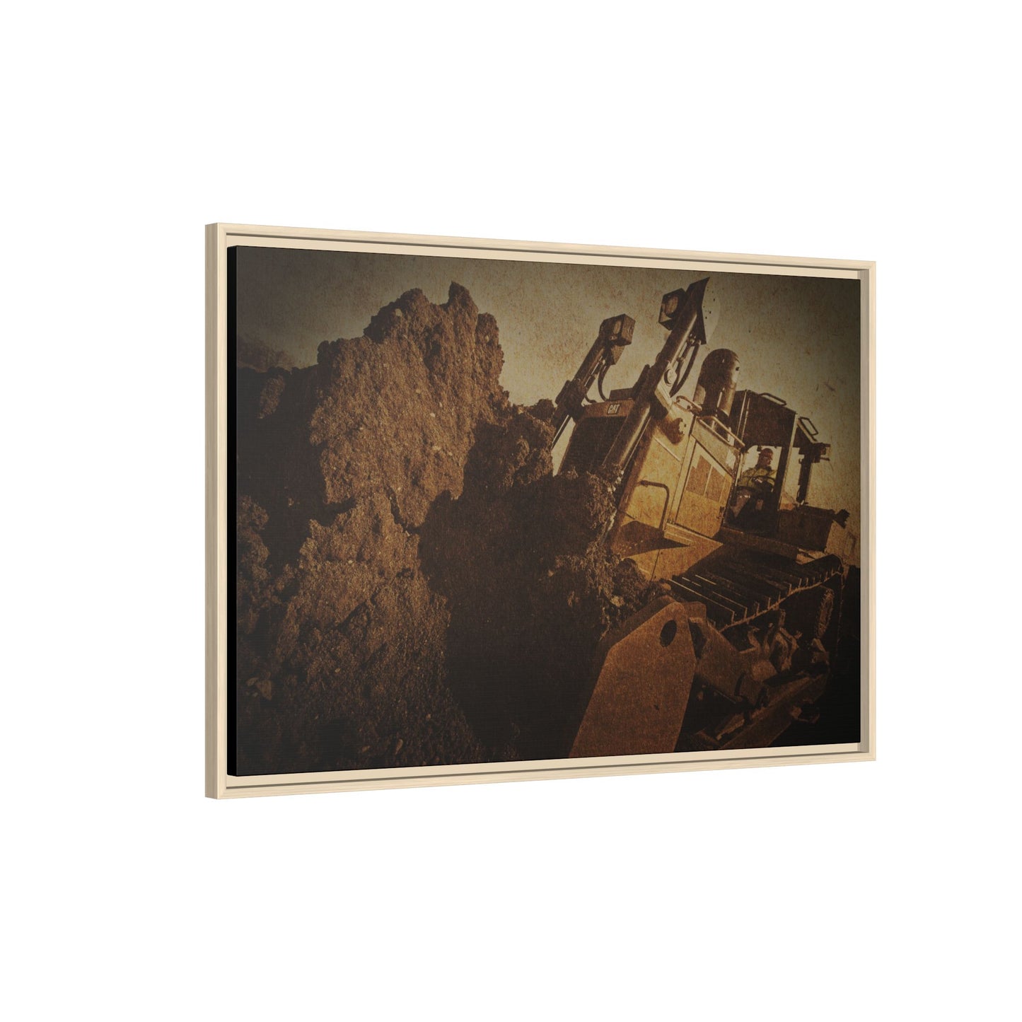 Big Dirt D8 Dozer Action| Gold | Framed | Wall Art on Stretched Canvas