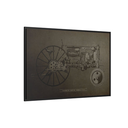 Vintage Farmall F-12 Mechanical Drawing | Framed Wall Art on Canvas