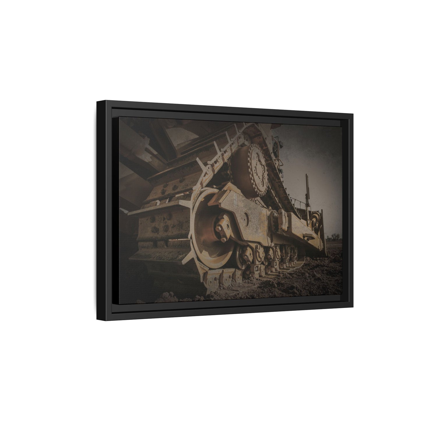 D8 Dramatic Dozer Track | Dark Gray |  Framed Wall art on Stretched Canvas
