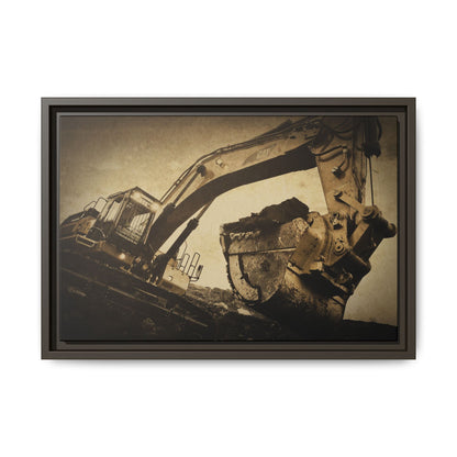Reaching for Rocks Excavator  | Photo Art on Framed Canvas