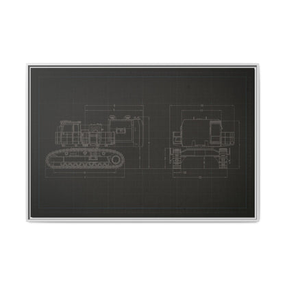 601 Excavator Drawing, Framed Wall Art on Canvas