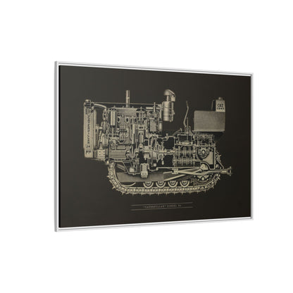 Vintage D4Tractor Crawler Cutaway Drawing | Framed Wall Art on Canvas