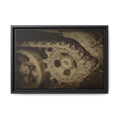 Treaded Tracks Close Up | Framed Wall Art on Stretched Canvas