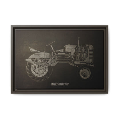 Vintage Massey Harris Pony Cutaway Drawing | Framed Wall Art on Stretched Canvas | Industrial Artwork