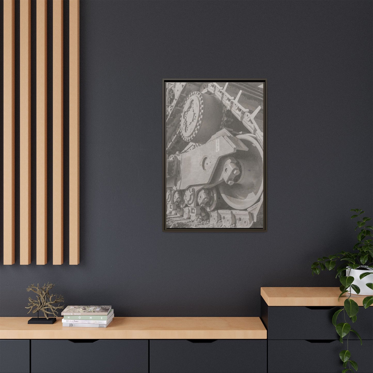 Epic D8 Dozer Triptych | Light Gray | Center Panel | Jondo | Matte Canvas Print (Framed)