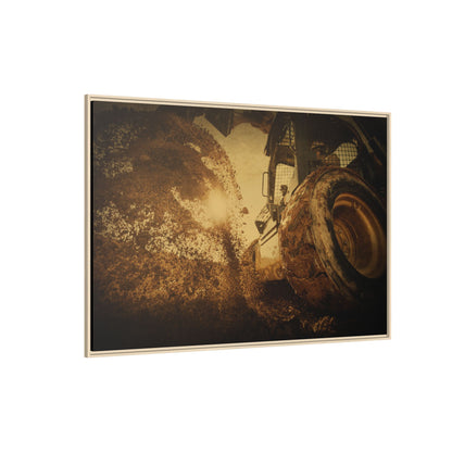 Boring Skid Steer Action | Framed Photo Wall Art on Canvas