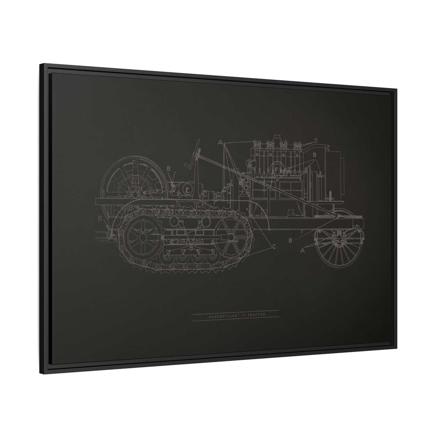Vintage HOLT Tractor Patent Drawing Industrial Artwork | Framed Wall Art on Stretched Canvas