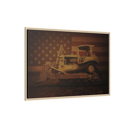 Patriotic D8N Classic Dozer | Framed Wall Art on Stretched Canvas