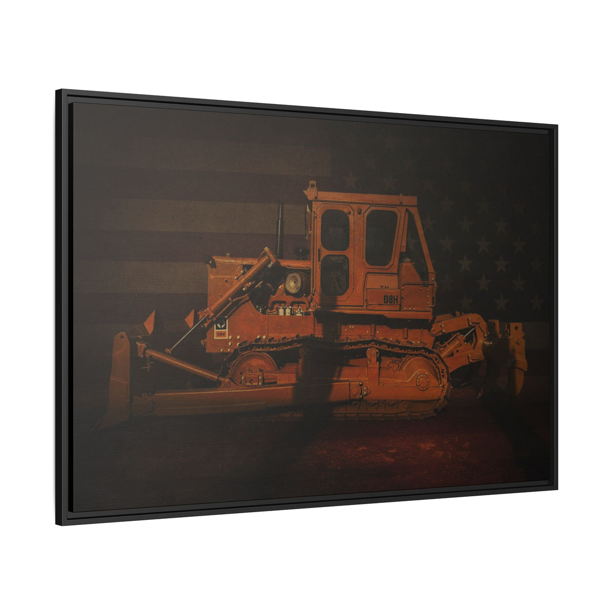 Patriotic D8H Classic Dozer | Framed Wall Art on Stretched Canvas