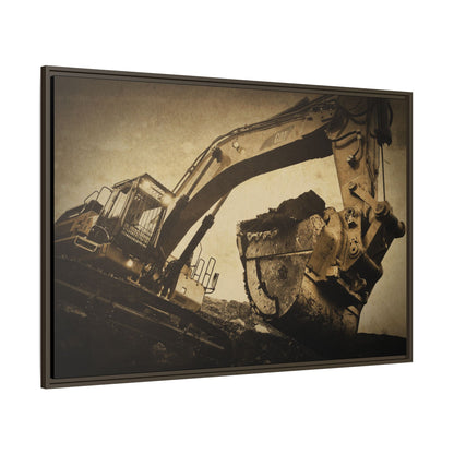 Reaching for Rocks Excavator  | Photo Art on Framed Canvas