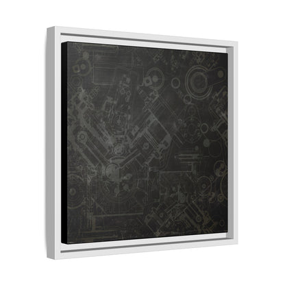 Engine Schematic Drawing Front View - Industrial Art - Framed on Canvas