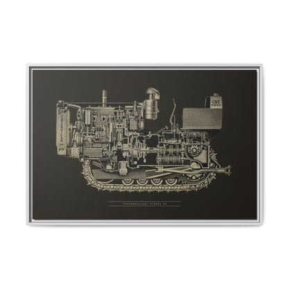 Vintage D4Tractor Crawler Cutaway Drawing | Framed Wall Art on Canvas