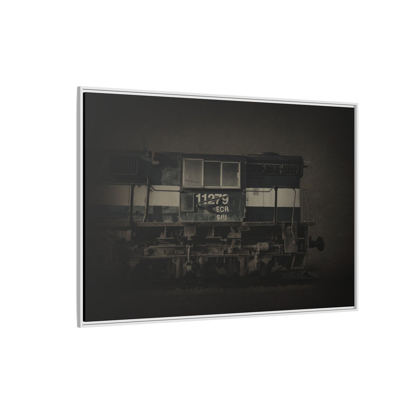 Vintage Diesel Locomotive Engine Matte Canvas Framed
