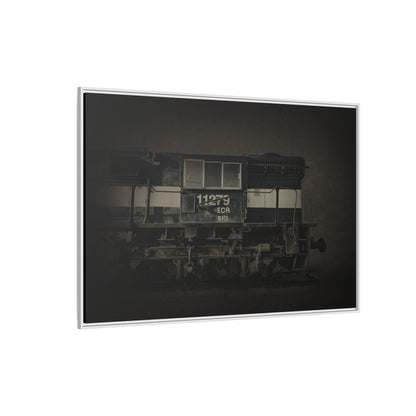 Vintage Diesel Locomotive Engine Matte Canvas Framed