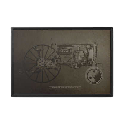 Vintage Farmall F-12 Mechanical Drawing | Framed Wall Art on Canvas
