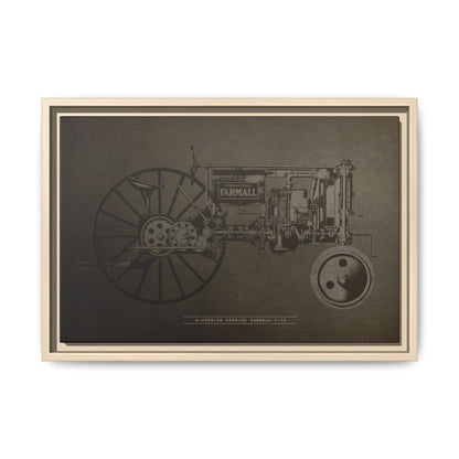 Vintage Farmall F-12 Mechanical Drawing | Framed Wall Art on Canvas