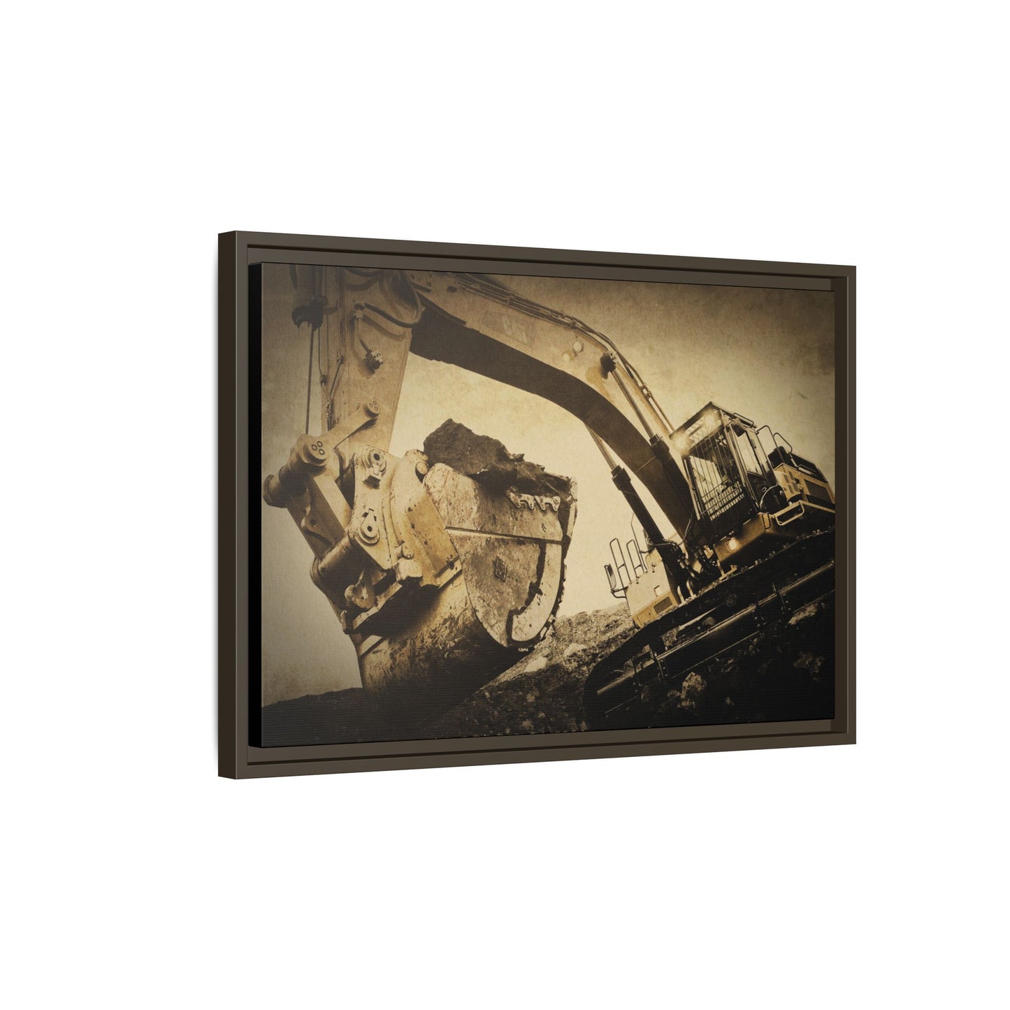 Reaching for Rocks Excavator  | Photo Art on Framed Canvas