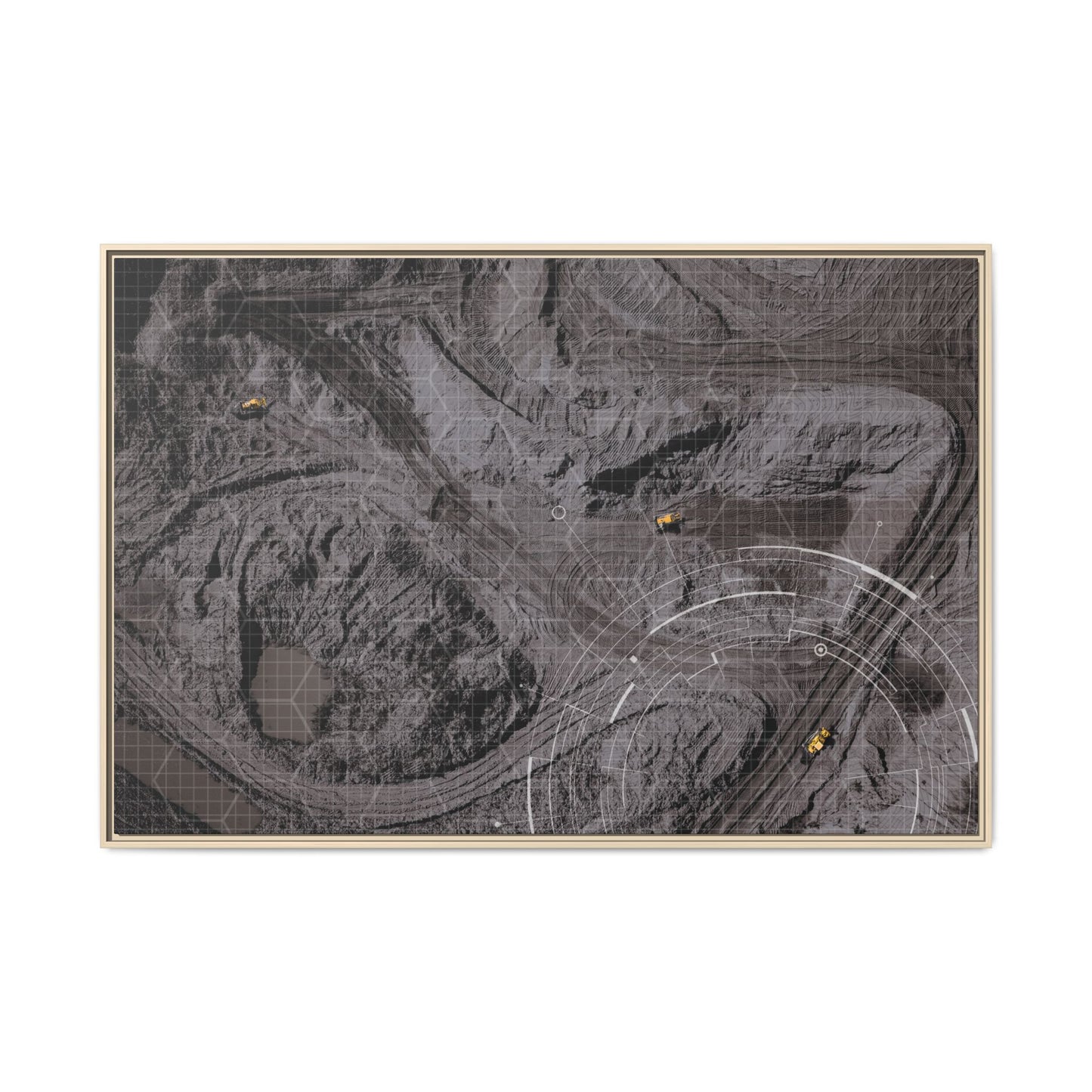 Drone Mining Construction Site - Photo Art Framed on Stretched Canvas
