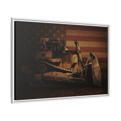 Patriotic D10T Classic Dozer | Framed Wall Art on Stretched Canvas