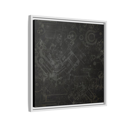 Engine Schematic Drawing Front View - Industrial Art - Framed on Canvas