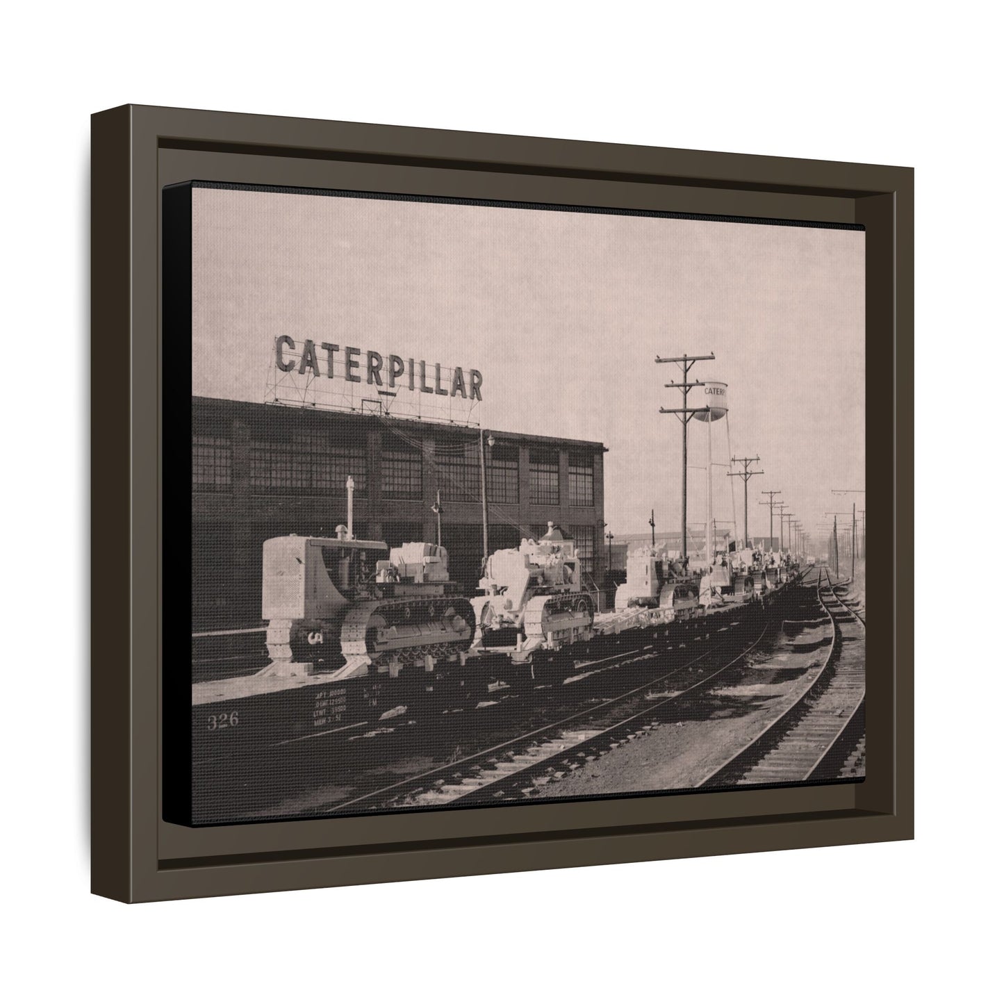 Vintage Crawler Track Assembly Line | Framed Photo Art on Matte Canvas
