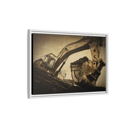 Reaching for Rocks Excavator  | Photo Art on Framed Canvas