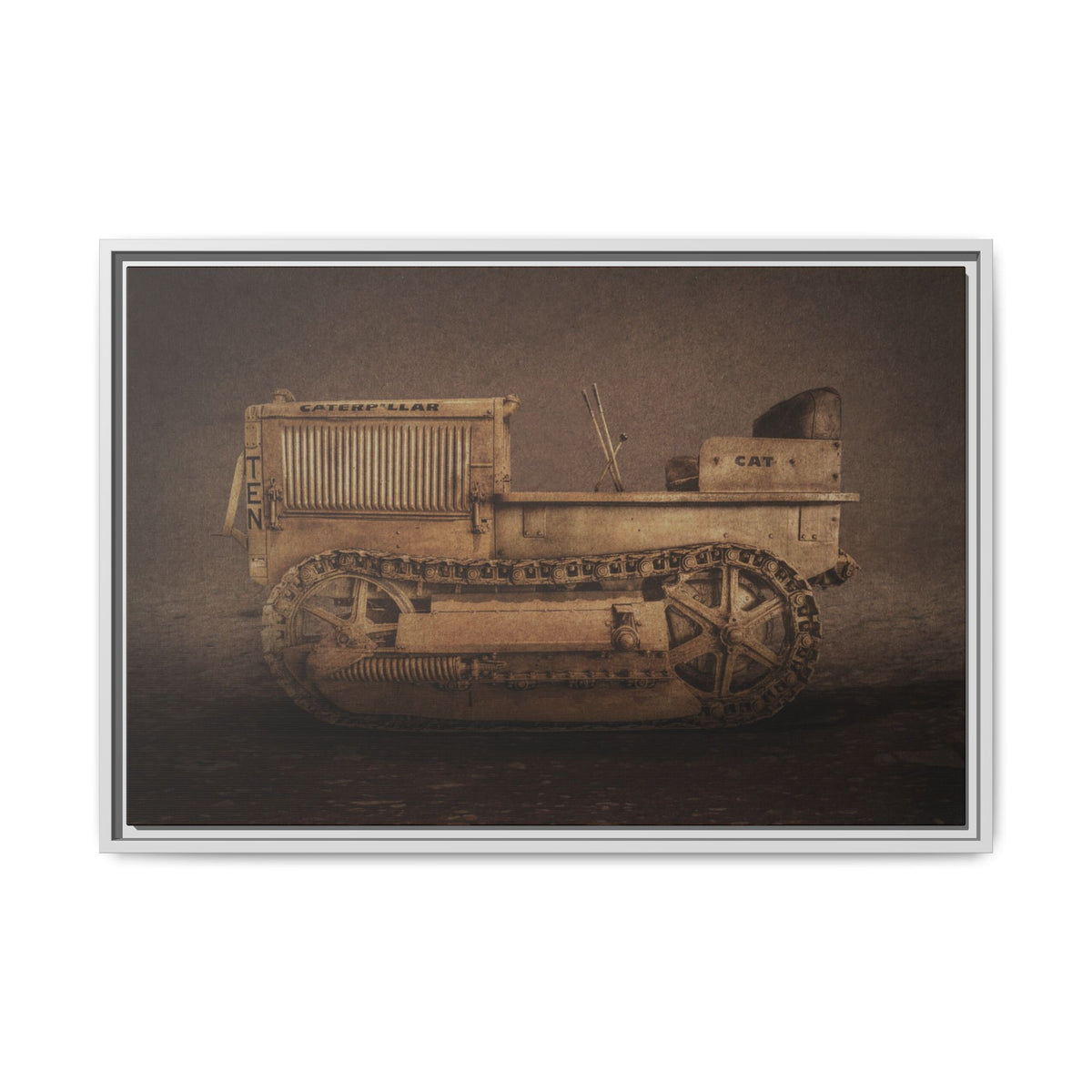 Vintage CAT 10 'TEN' Crawler | Framed Wall Art on Stretched Canvas