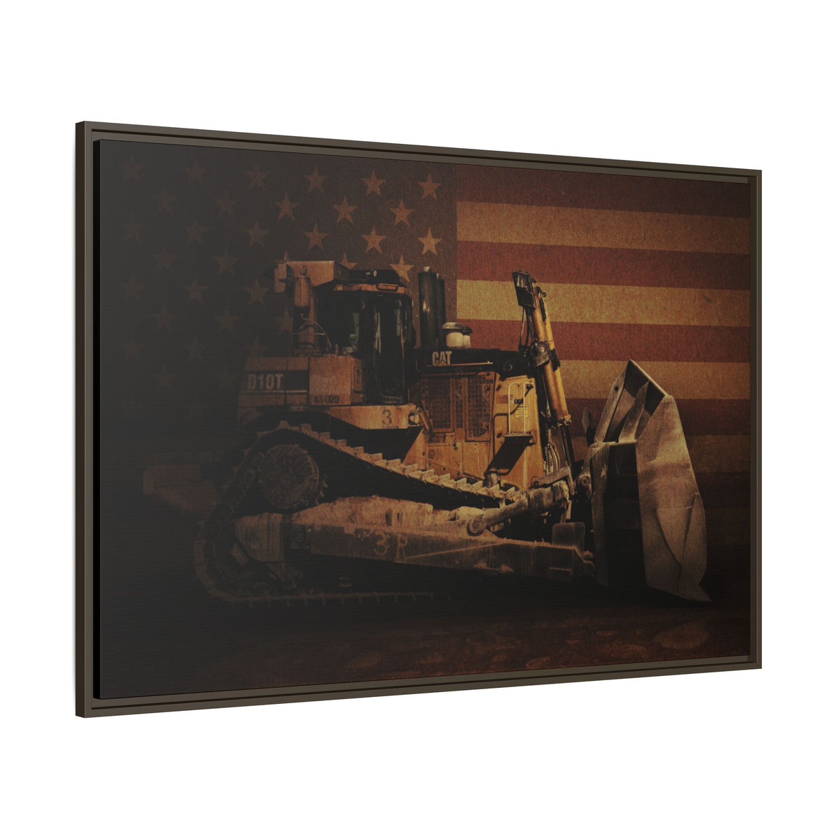 Patriotic D10T Classic Dozer | Framed Wall Art on Stretched Canvas