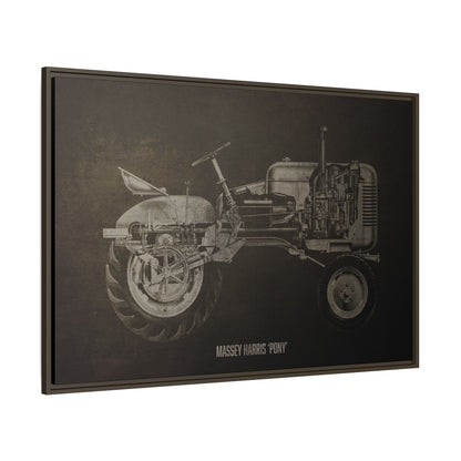 Vintage Massey Harris Pony Cutaway Drawing | Framed Wall Art on Stretched Canvas | Industrial Artwork