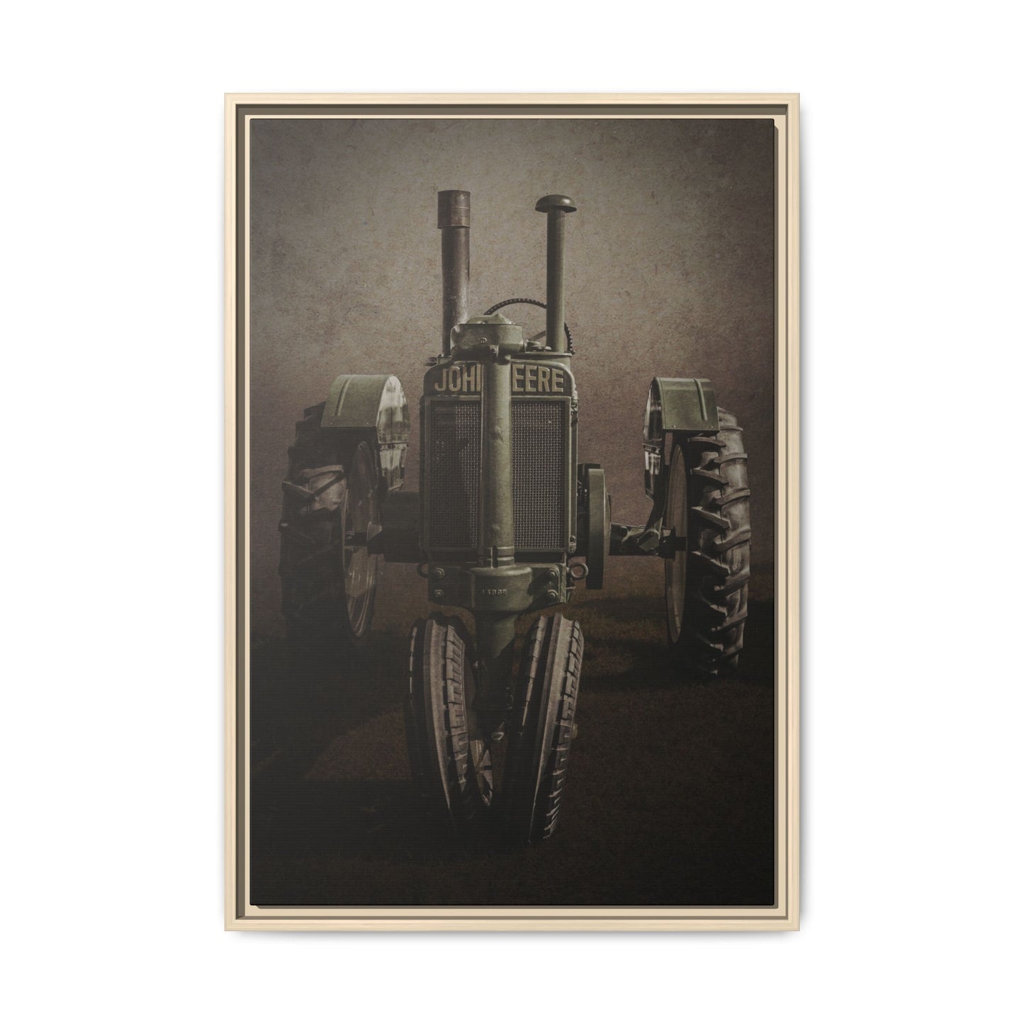 Vintage John Deere Model A Tractor Front View | Framed Wall Art on Stretched Canvas