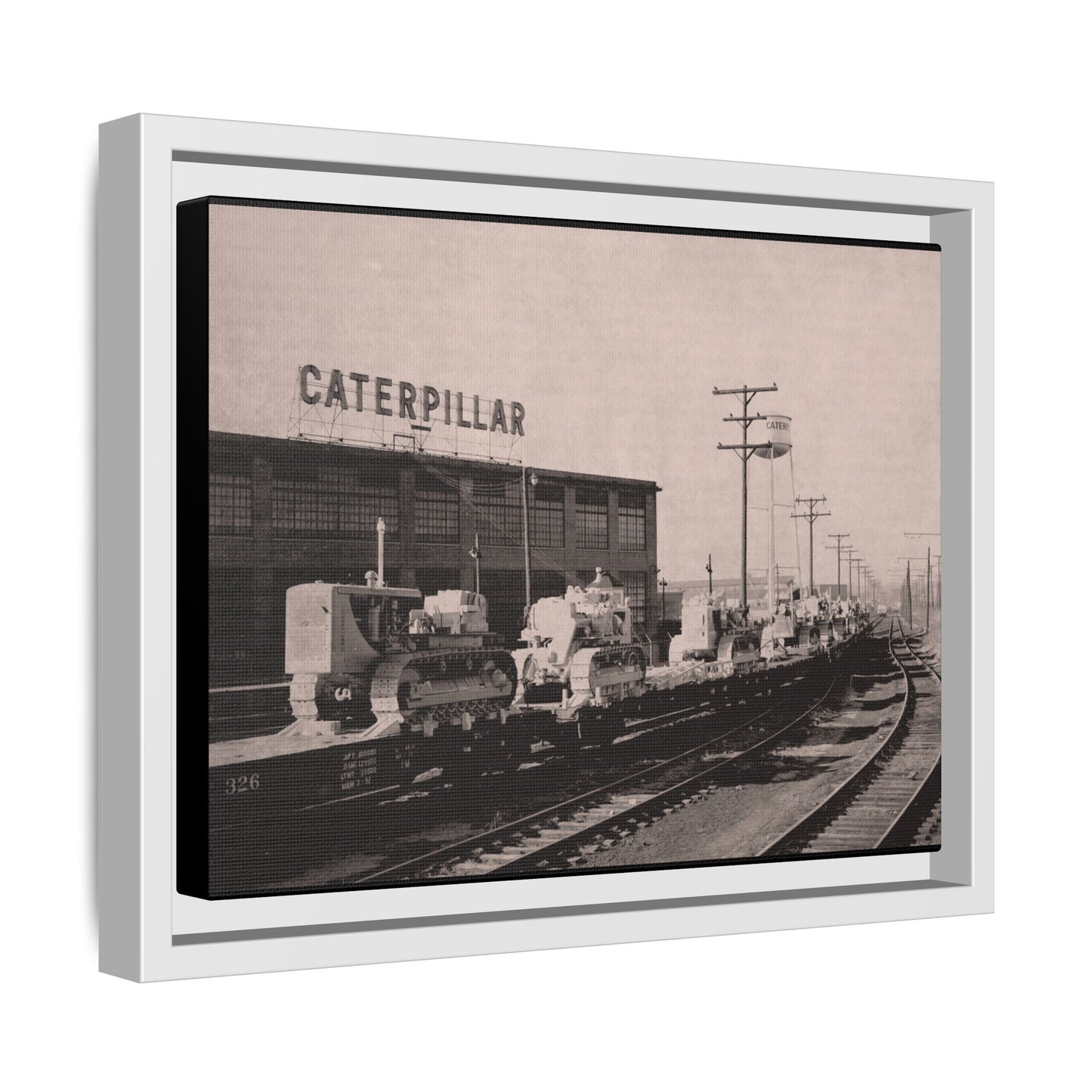 Vintage Crawler Track Assembly Line | Framed Photo Art on Matte Canvas