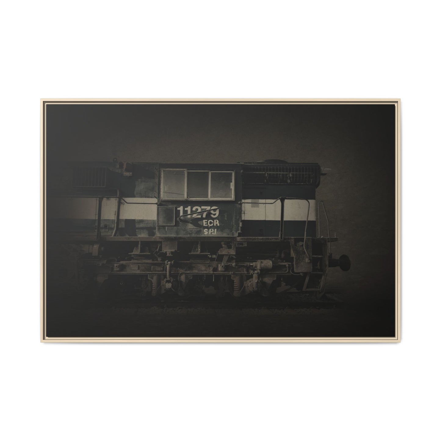 Vintage Diesel Locomotive Engine Matte Canvas Framed