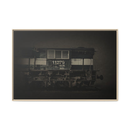 Vintage Diesel Locomotive Engine Matte Canvas Framed