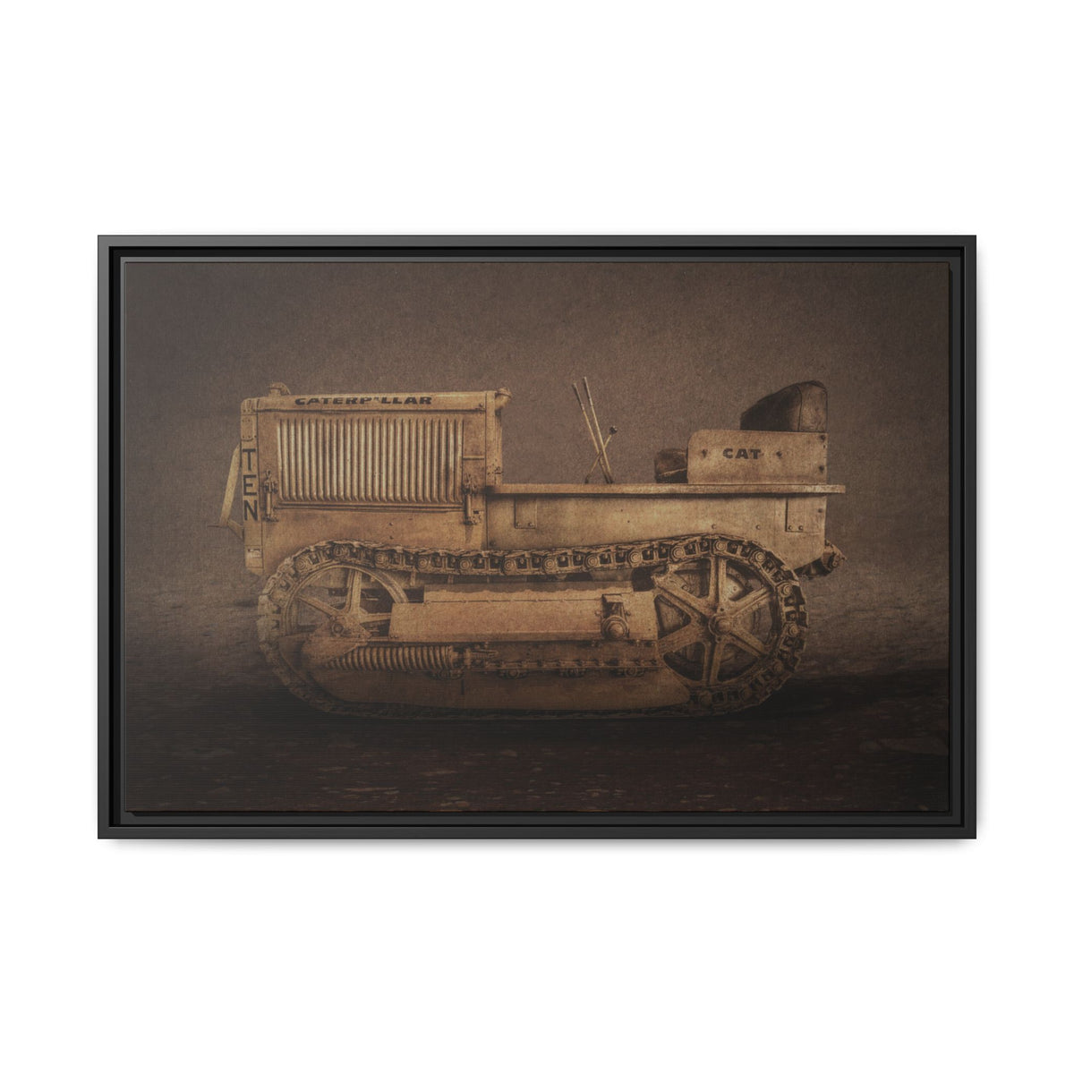 Vintage CAT 10 'TEN' Crawler | Framed Wall Art on Stretched Canvas
