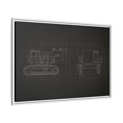 601 Excavator Drawing, Framed Wall Art on Canvas