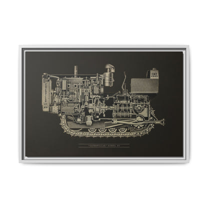 Vintage D4Tractor Crawler Cutaway Drawing | Framed Wall Art on Canvas