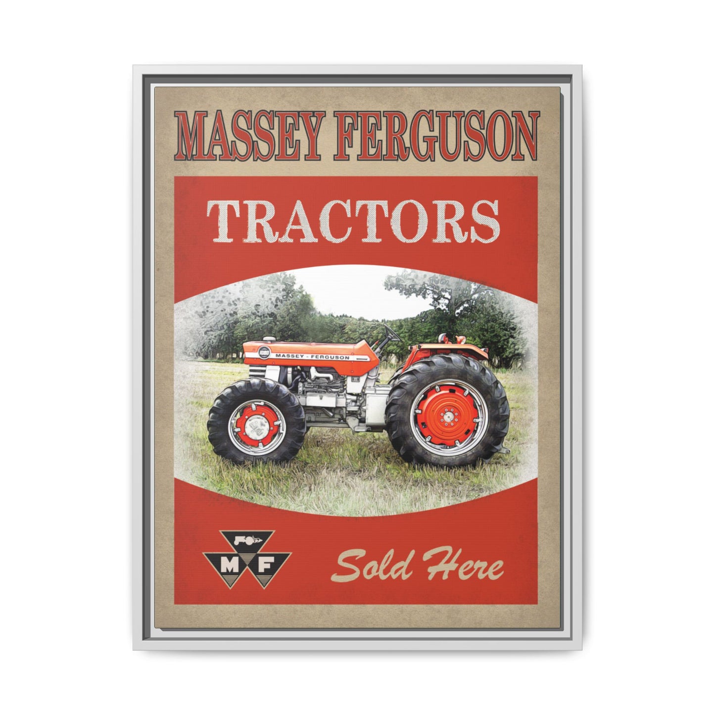 Massey Tractors Sold Here Vintage Advertisement Wall Art on Framed Canvas