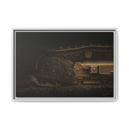 D7E Dozer Undercarriage Action | Framed Wall Art on Stretched Canvas