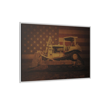 Patriotic D8N Classic Dozer | Framed Wall Art on Stretched Canvas
