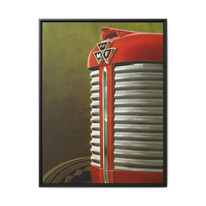 Vintage Red Tractor Grill Matte Canvas Framed | Farm Machinery Wall Art