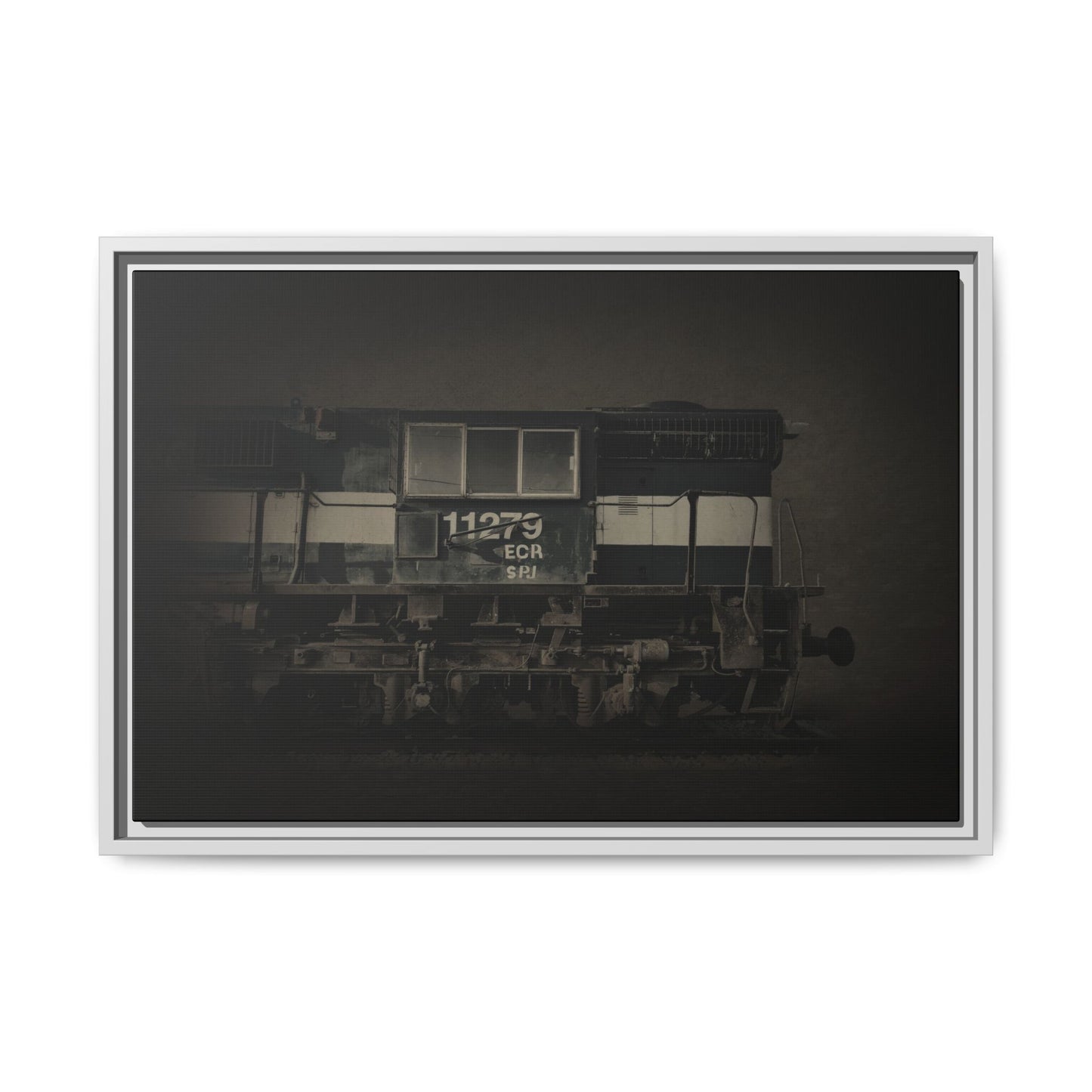 Vintage Diesel Locomotive Engine Matte Canvas Framed