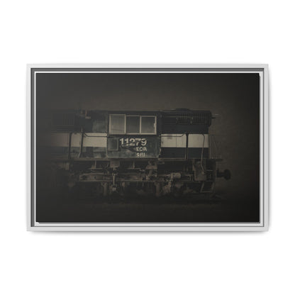 Vintage Diesel Locomotive Engine Matte Canvas Framed
