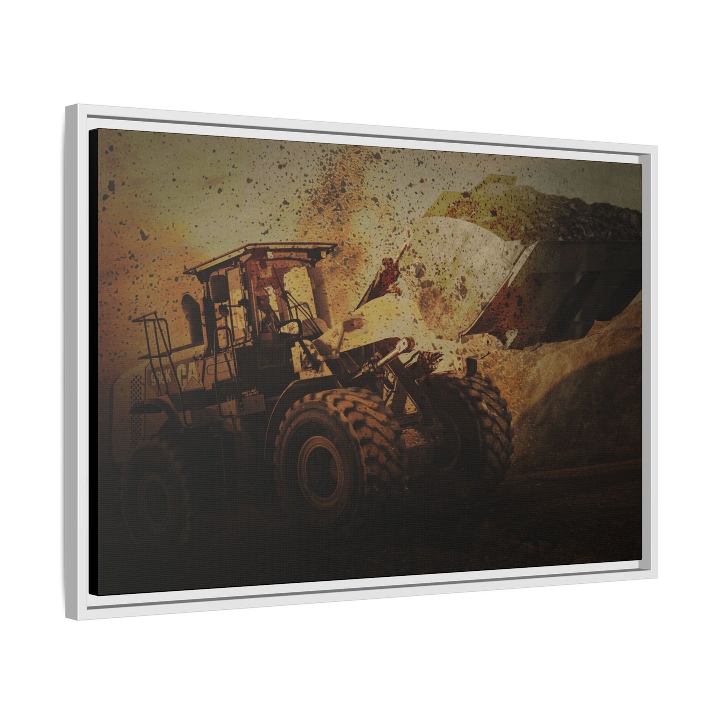 960K Dramatic Loader Action | Framed Wall Art on Stretched Canvas