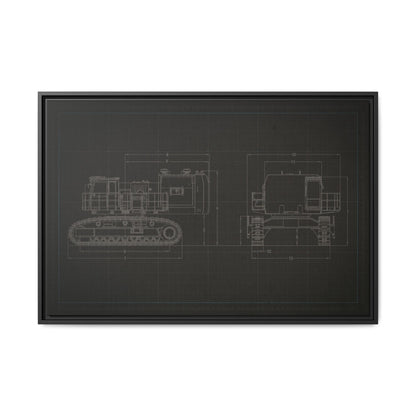 601 Excavator Drawing, Framed Wall Art on Canvas