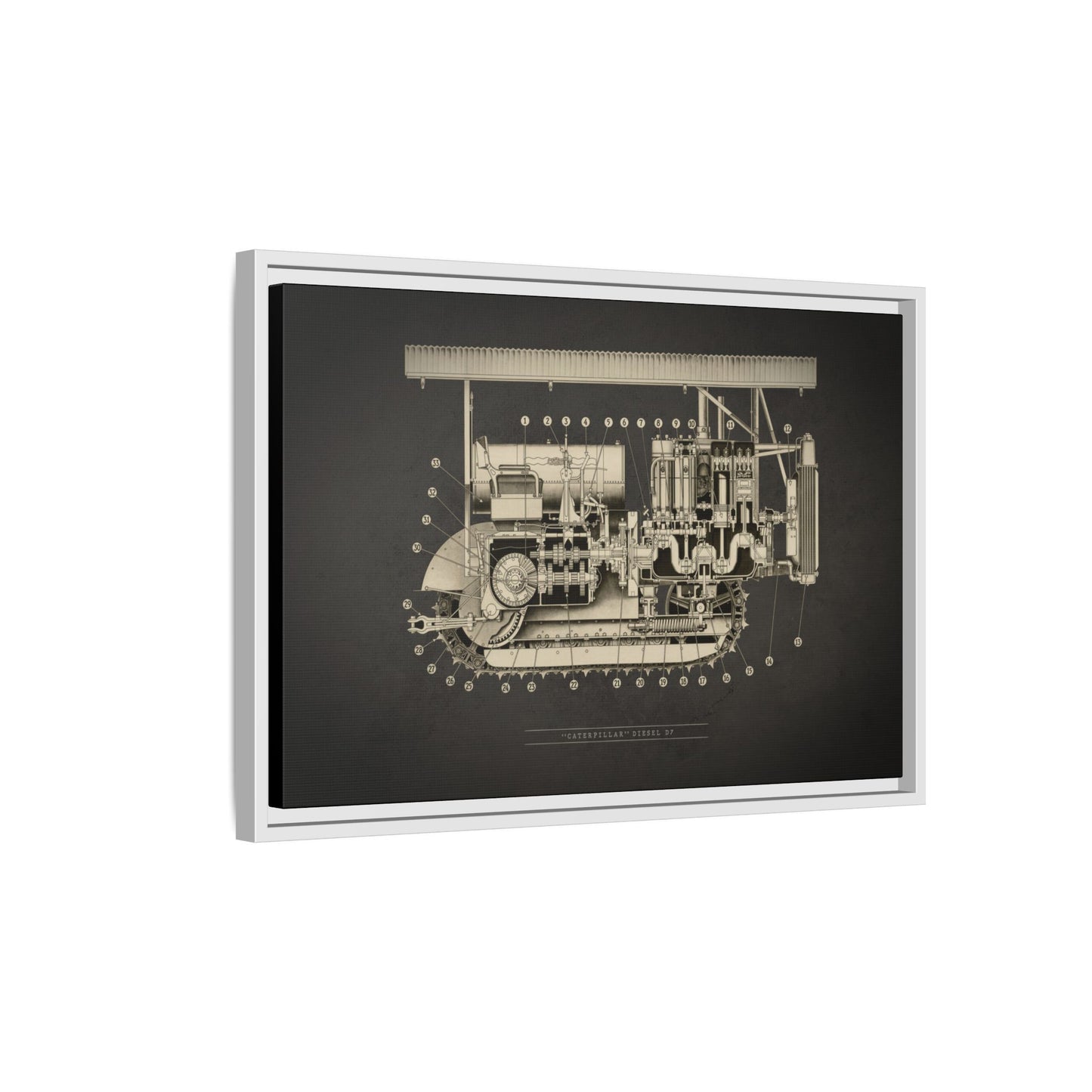 Vintage D7 Crawler Cutaway | Framed Wall Art on Matte Canvas