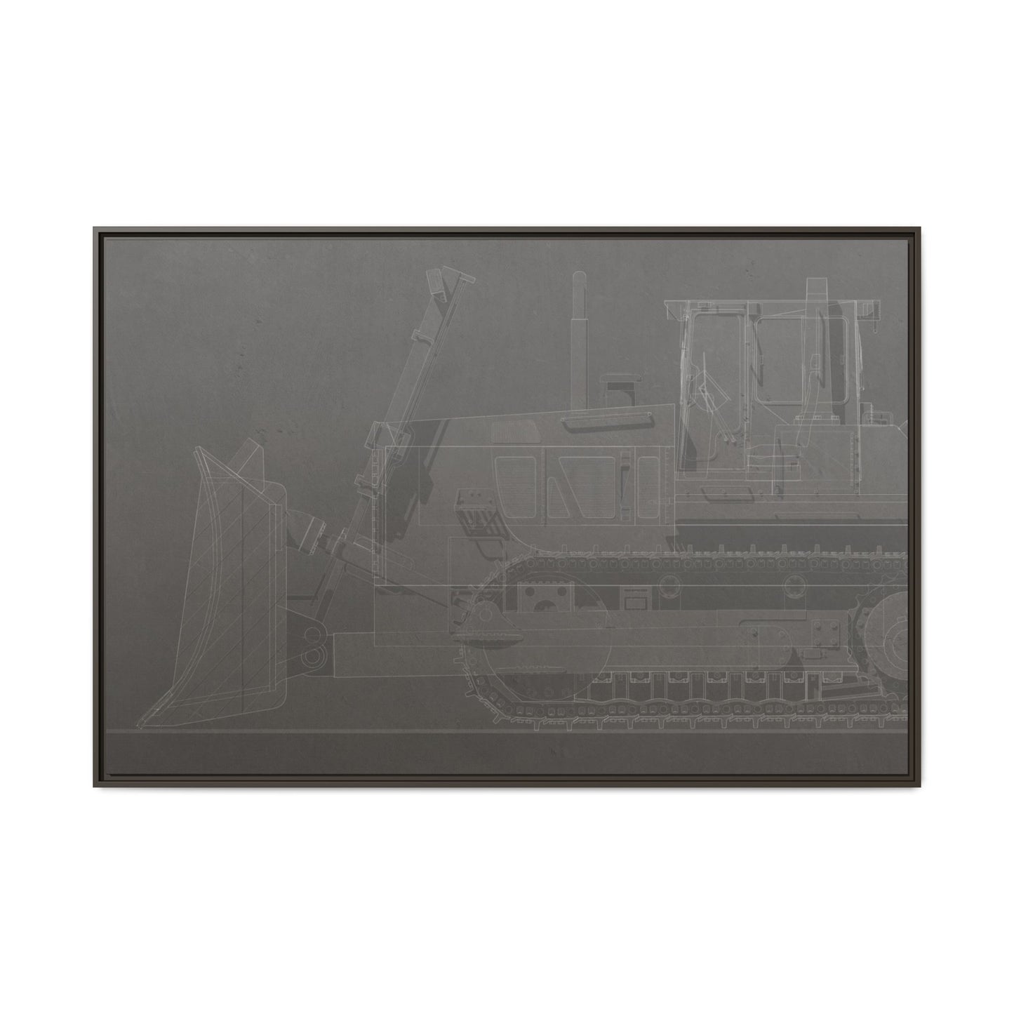 D2 Dozer Side View Technical Drawing | Framed Photo Wall Art on Canvas