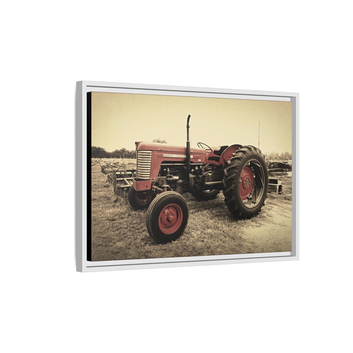 Vintage Massey MF 35 Workhorse in Field - Framed Wall Art Canvas